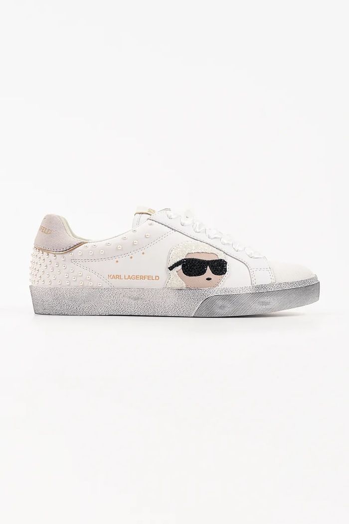 Karl Lagerfeld Skool sneakersy damskie skórzane biały KL60130N.01S