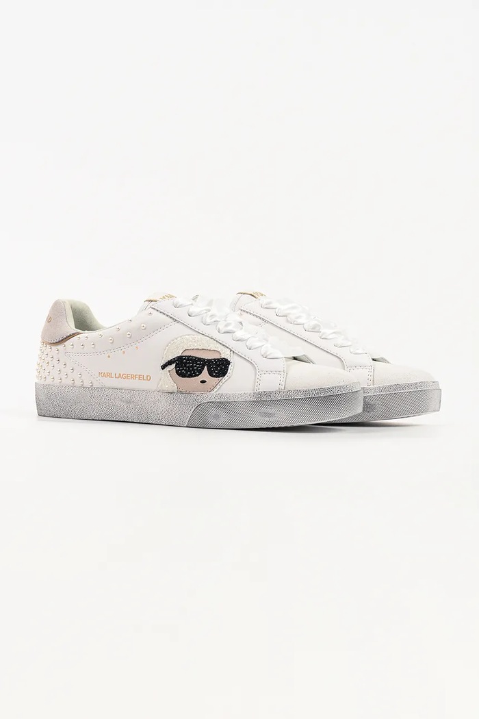 Karl Lagerfeld Skool sneakersy damskie skórzane KL60130N.01S biały AW26