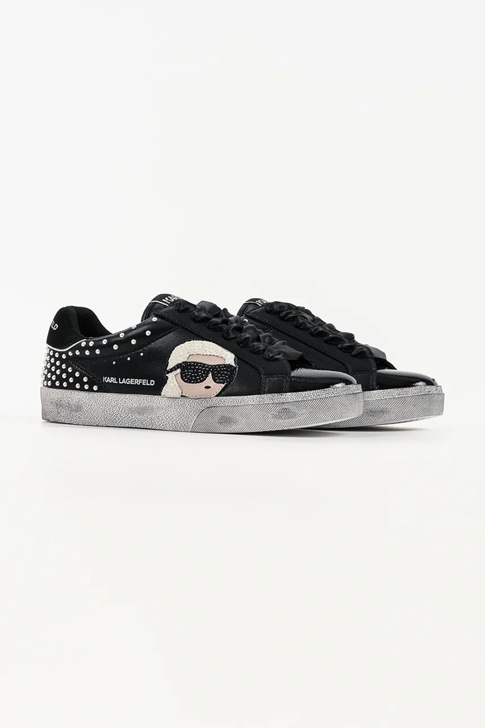 Karl Lagerfeld Skool sneakersy damskie skórzane KL60130N.00S czarny AW26
