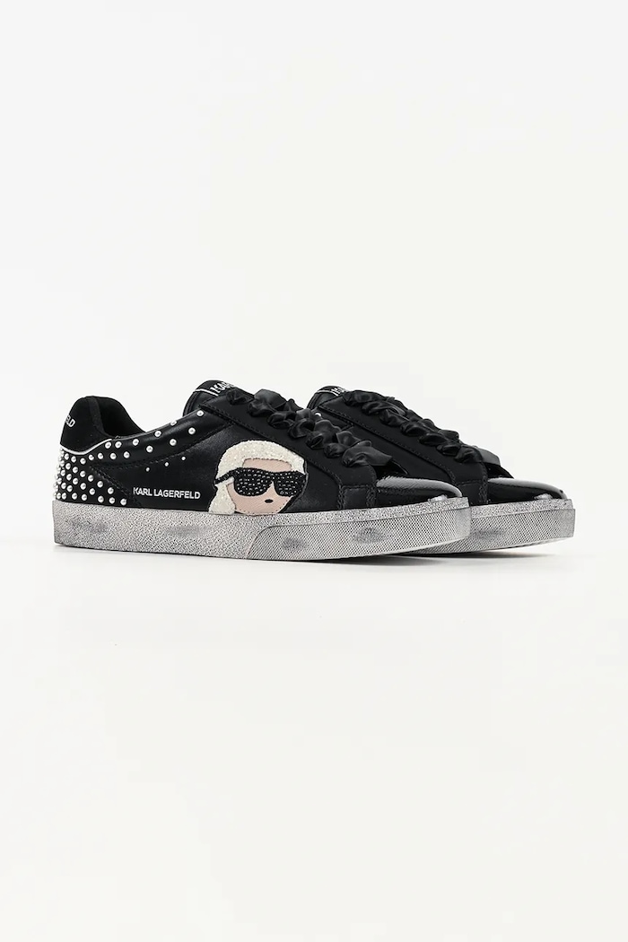 Karl Lagerfeld Skool sneakersy damskie skórzane KL60130N.00S czarny AW26