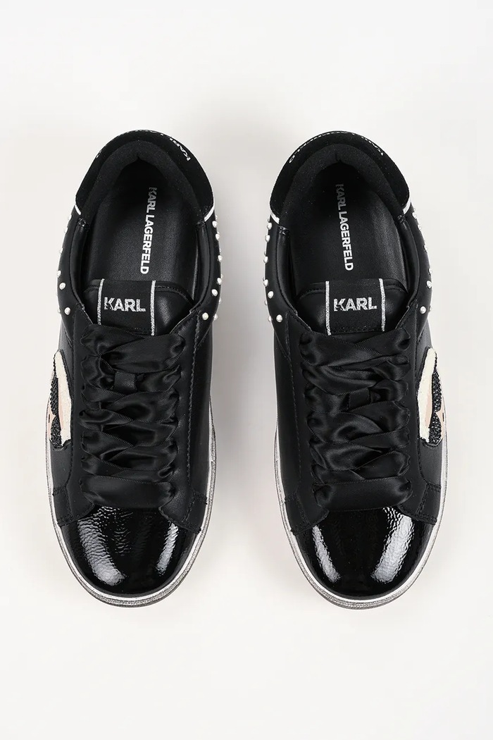 Skool sneakersy damskie skórzane Karl Lagerfeld KL60130N.00S czarny