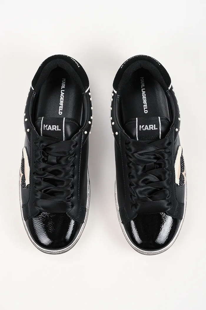 Skool sneakersy damskie skórzane Karl Lagerfeld KL60130N.00S czarny