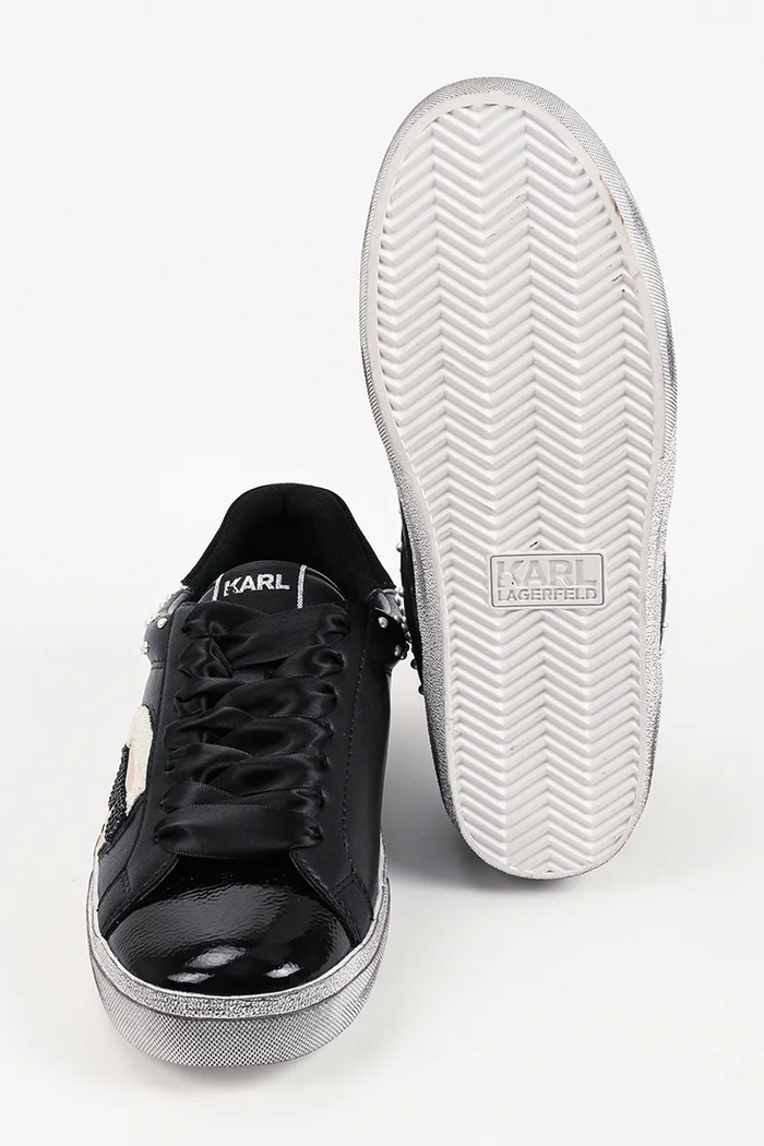 Skool sneakersy damskie skórzane Karl Lagerfeld czarny KL60130N.00S