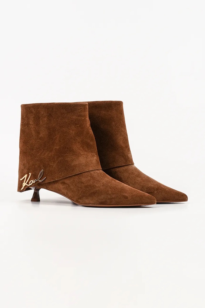 Karl Lagerfeld Botki damskie zamszowe Pasha KL30142.533 brązowy AW26
