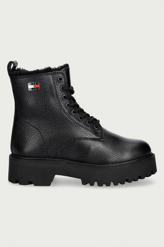 Tommy Jeans Pohodni čevlji ženski usnjeni TJW PLATFORM BOOTS WL EN0EN03159 črna AW26