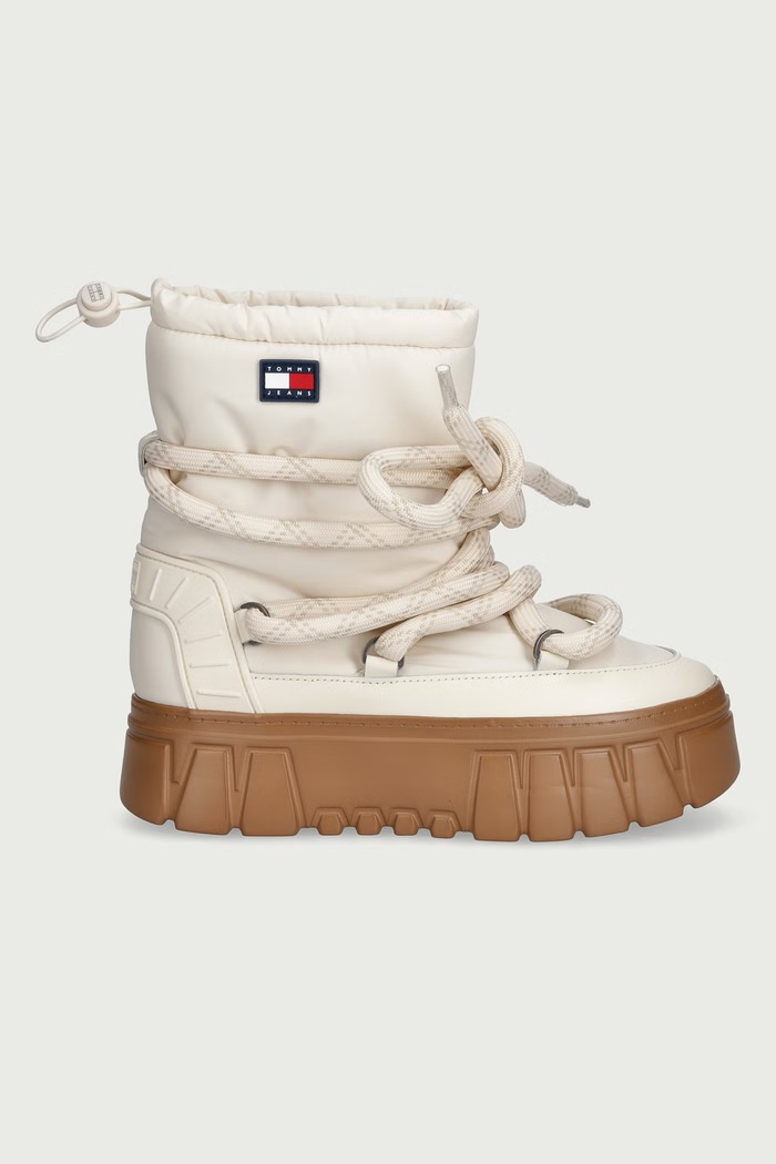 Tommy Jeans TJW PLATFORM NYLON SNOWBOOT WL μπότες χιονιού Γυναικεία EN0EN03163 μπεζ AW26