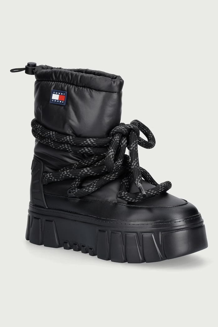 Tommy Jeans TJW PLATFORM NYLON SNOWBOOT WL μπότες χιονιού Γυναικεία μαύρο EN0EN03163
