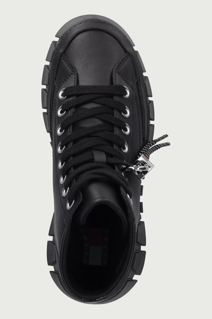 TJW PLATFORM SNEAKER LEATHER MC tenisice za žene od kože Tommy Jeans EN0EN03133 crna
