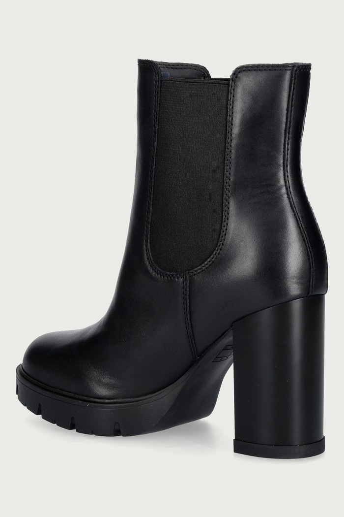 Obuv Tommy Jeans Členkové čižmy dámske kožené TJW CHELSEA HIGH HEEL BOOTS EN0EN03112 čierna