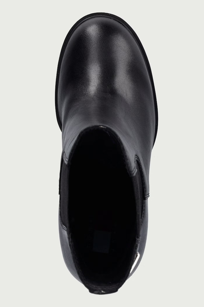 Členkové čižmy dámske kožené TJW CHELSEA HIGH HEEL BOOTS Tommy Jeans EN0EN03112 čierna
