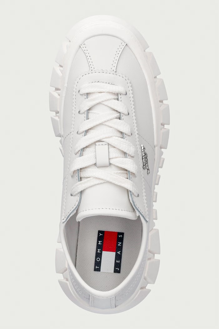 Tommy Jeans TJW PLATFORM SNEAKER LEATHER LC sneakers γυναικεία δερμάτινα λευκό EN0EN03165