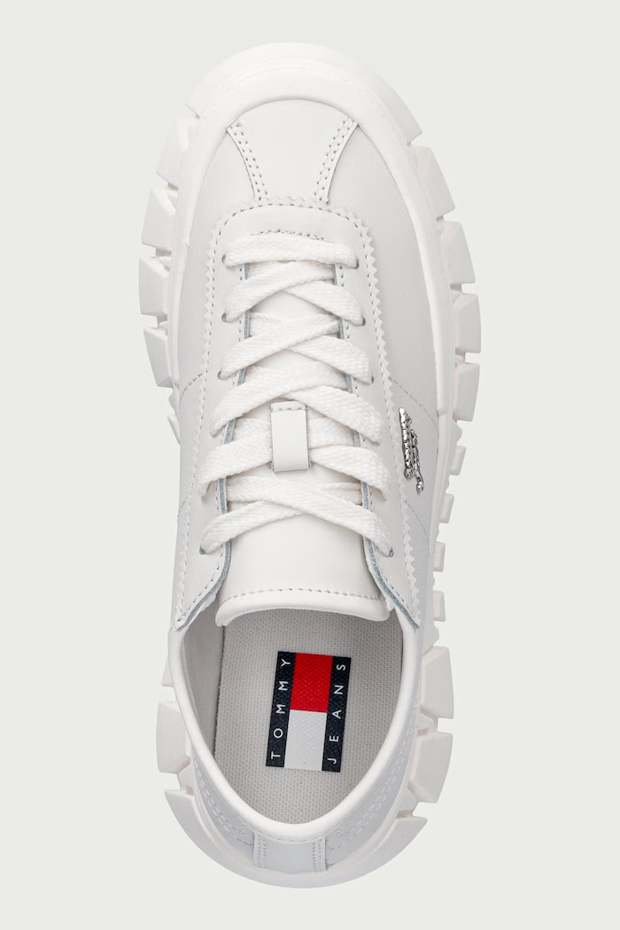 Tommy Jeans TJW PLATFORM SNEAKER LEATHER LC sneakers γυναικεία δερμάτινα λευκό EN0EN03165