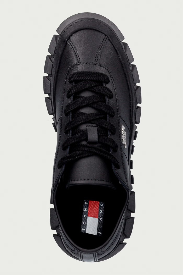 Tommy Jeans TJW PLATFORM SNEAKER LEATHER LC sneakers γυναικεία δερμάτινα μαύρο EN0EN03165