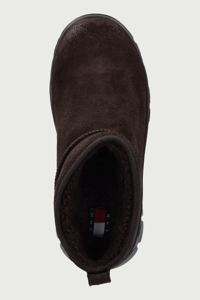 TJW SUEDE PLATFORM BOOTS WL snehule dámske kožené Tommy Jeans EN0EN03158 hnedá