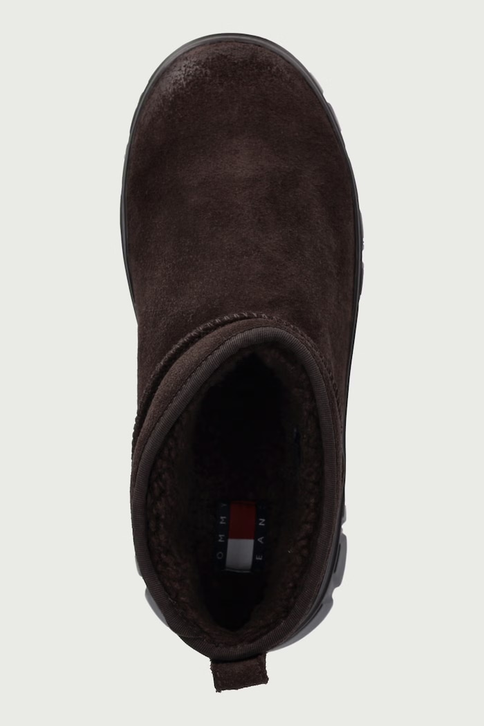 TJW SUEDE PLATFORM BOOTS WL snehule dámske kožené Tommy Jeans EN0EN03158 hnedá