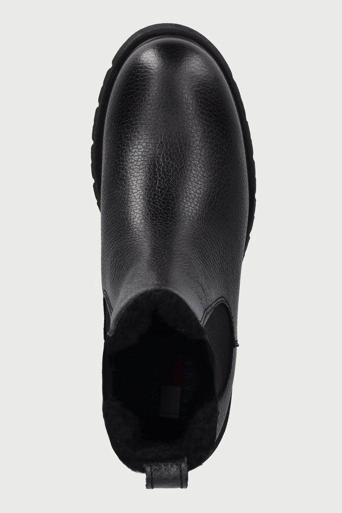 Chelsea čižmy dámske kožené TJW CLEATED CHELSEA BOOTS WL Tommy Jeans EN0EN03102 čierna
