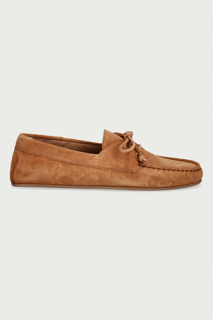BOSS Orange mokasinke za žene od brušene kože Fosca 50568695.808 smeđa AW26