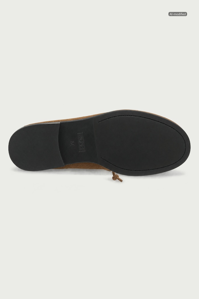 Mocasini pentru femei din piele întoarsă Lycia BOSS maro 50568643.211