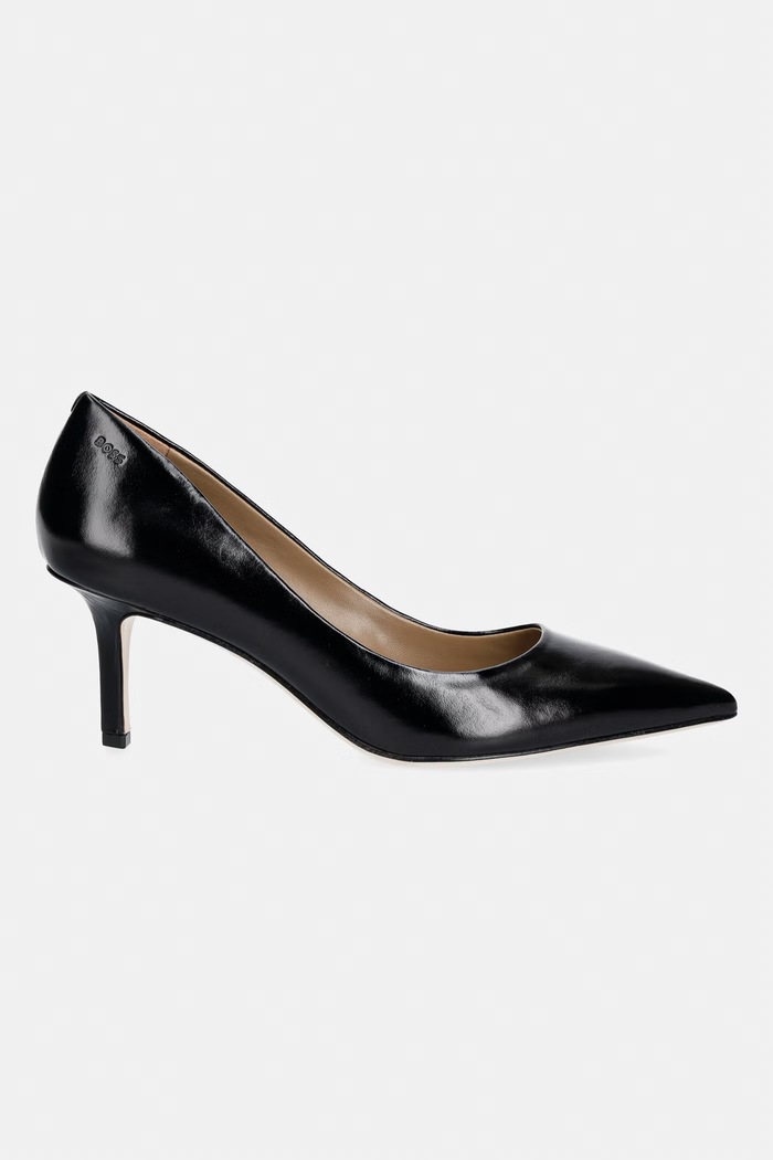 BOSS štikle od kože Miah 50573442.001 crna AW26