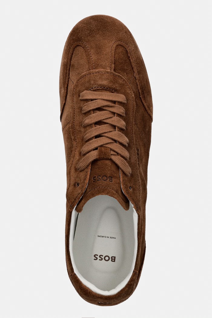 BOSS Solenne sneakers pentru femei, din piele întoarsă maro 50575226.228