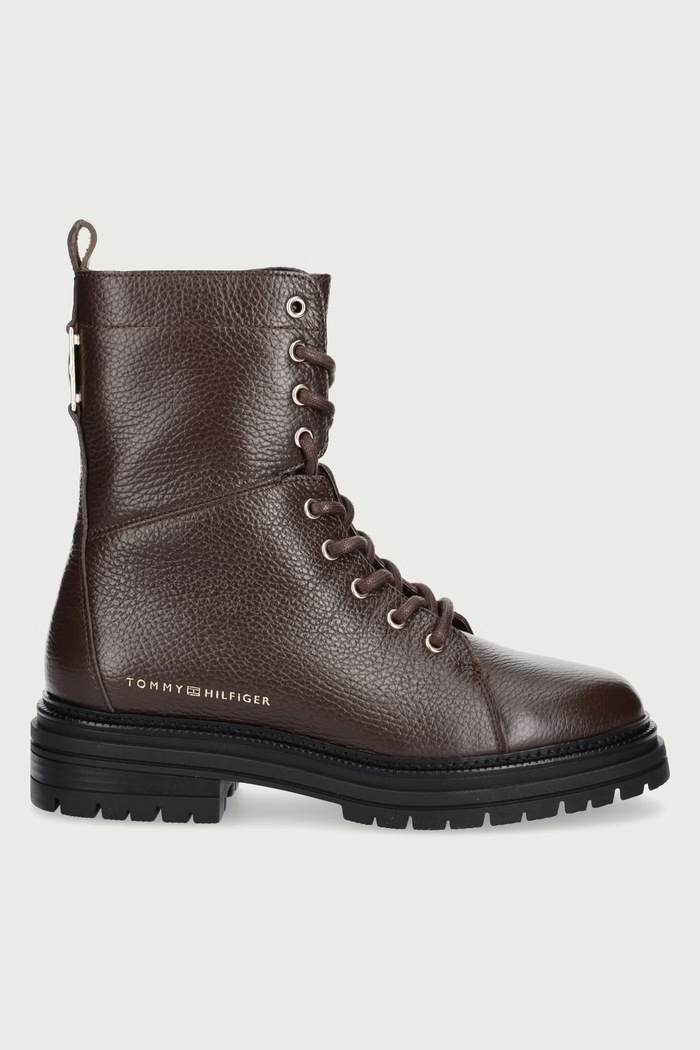 Tommy Hilfiger Čizme za žene od kože TH EMBOSS GRAIN LEATHER BOOT FW0FW09553 smeđa AW26