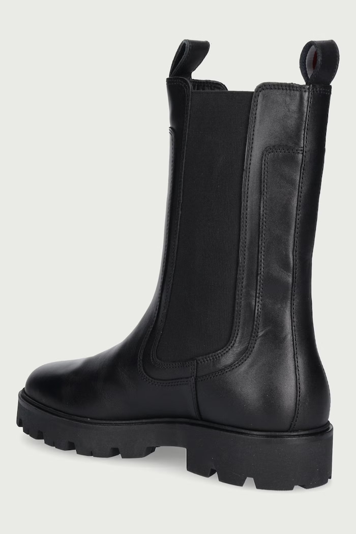 Обувки Tommy Hilfiger Боти челси дамски от кожа TH STUD LEATHER HIGH CHELSEA FW0FW09570 черен
