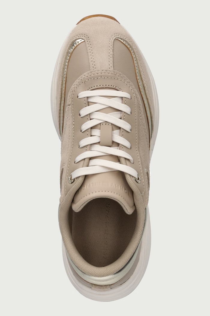 TH MODERN SPORTY RUNNER LEATHER sneakers γυναικεία δερμάτινα Tommy Hilfiger FW0FW09590 μπεζ