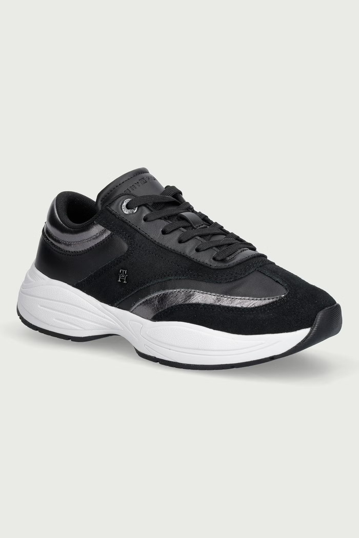 Tommy Hilfiger TH MODERN SPORTY RUNNER LEATHER sneakers γυναικεία δερμάτινα μαύρο FW0FW09590