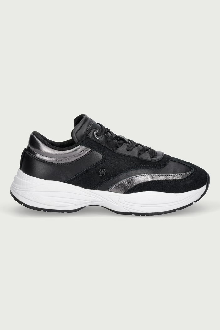 Tommy Hilfiger TH MODERN SPORTY RUNNER LEATHER sneakers γυναικεία δερμάτινα FW0FW09590 μαύρο AW26