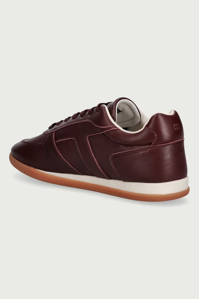Παπούτσια Tommy Hilfiger TH VINTAGE LOW RUNNER LEATHER sneakers γυναικεία δερμάτινα FW0FW09485 μπορντό