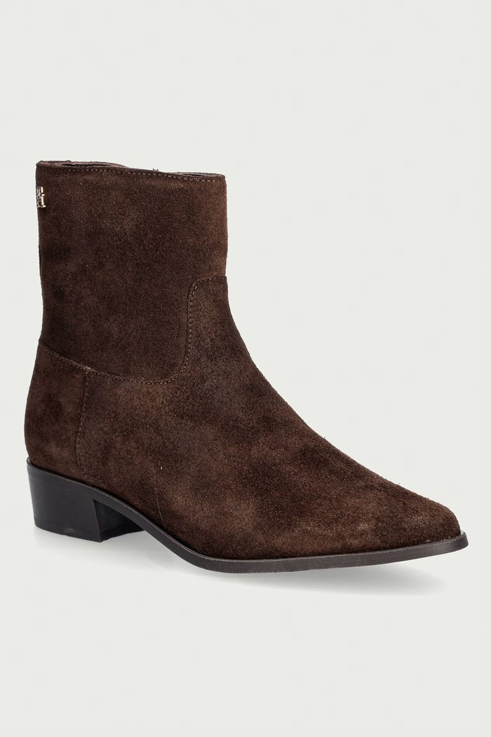 Tommy Hilfiger gležnarski čevlji ženski semišasti SUEDE ANKLE BOOT W ZIP rjava FW0FW09922