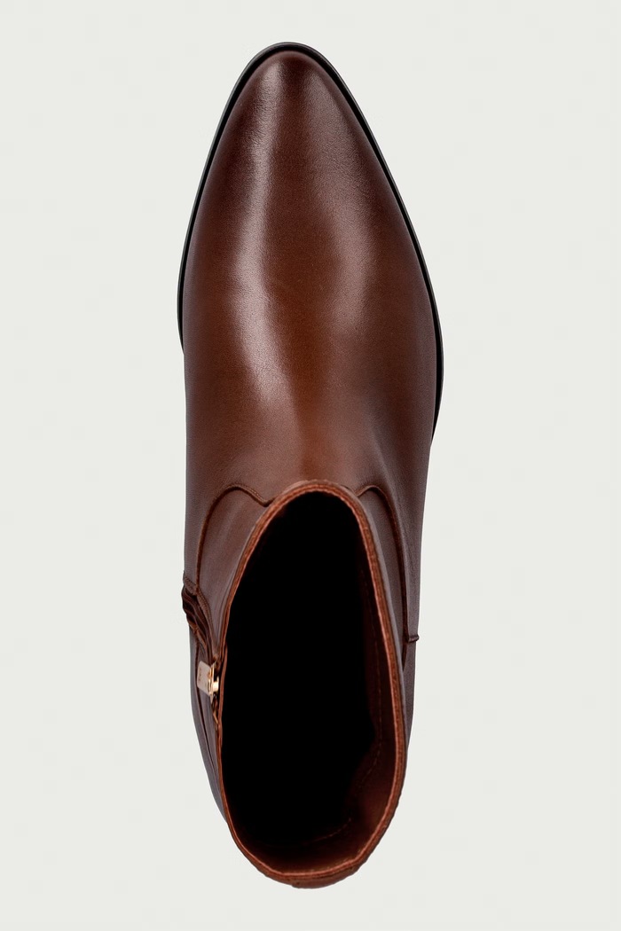 Tommy Hilfiger kotníkové boty dámské kožené LEATHER ANKLE BOOT W ZIP hnědá FW0FW09921
