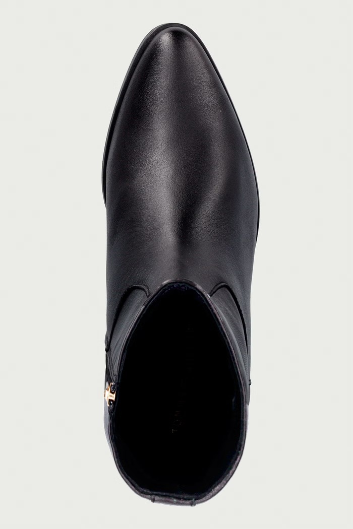 Tommy Hilfiger botki damskie skórzane LEATHER ANKLE BOOT W ZIP czarny FW0FW09921