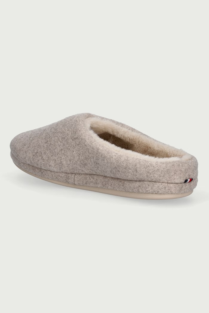 Obuwie Tommy Hilfiger Kapcie damskie TH HOUSE BOOTIE FLANNEL FW0FW09699 beżowy
