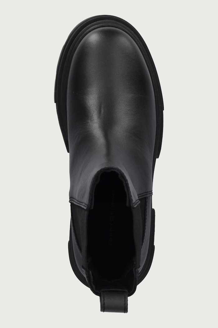 Čizme s platformom za žene od kože LEATHER CHUNKY CHELSEA BOOT Tommy Hilfiger FW0FW09679 crna