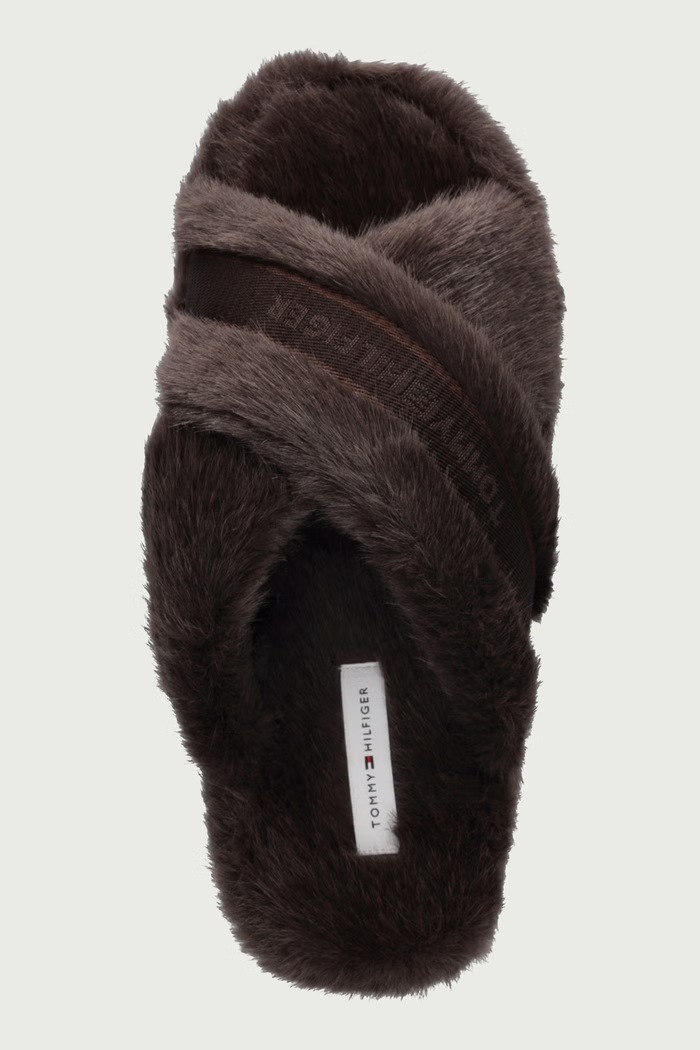 Παντόφλες Γυναικεία TH FEMININE HOUSE SHOES Tommy Hilfiger FW0FW09615 καφέ