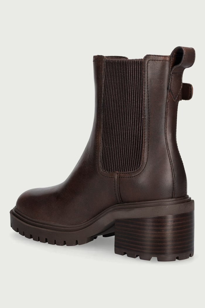 Obuv Tommy Hilfiger Chelsea čižmy na podpätku dámske kožené BLOCK HEEL BUCKLED CHELSEA BOOT FW0FW09577 hnedá