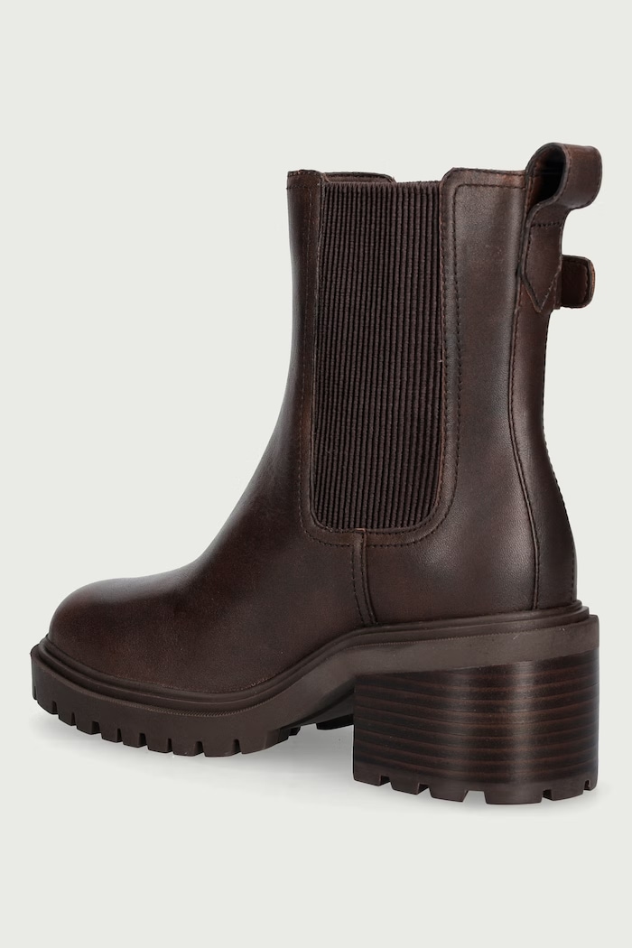 Obuv Tommy Hilfiger Chelsea čižmy na podpätku dámske kožené BLOCK HEEL BUCKLED CHELSEA BOOT FW0FW09577 hnedá