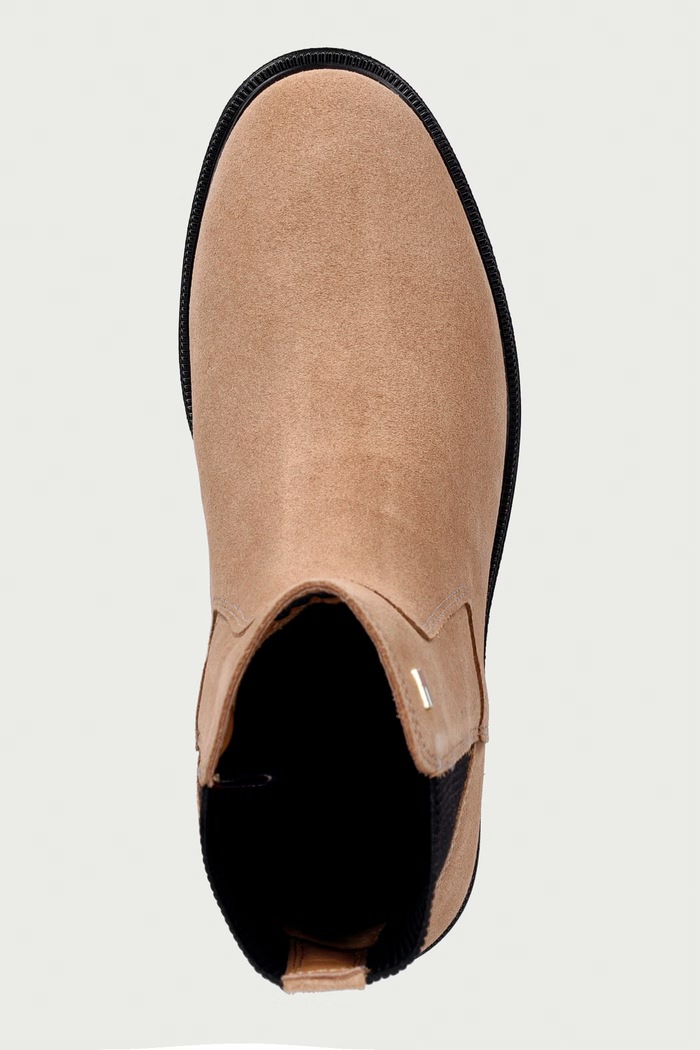 Tommy Hilfiger čizme za žene od brušene kože ENAMEL FLAG SUEDE ANKLE CHELSEA bež FW0FW09575