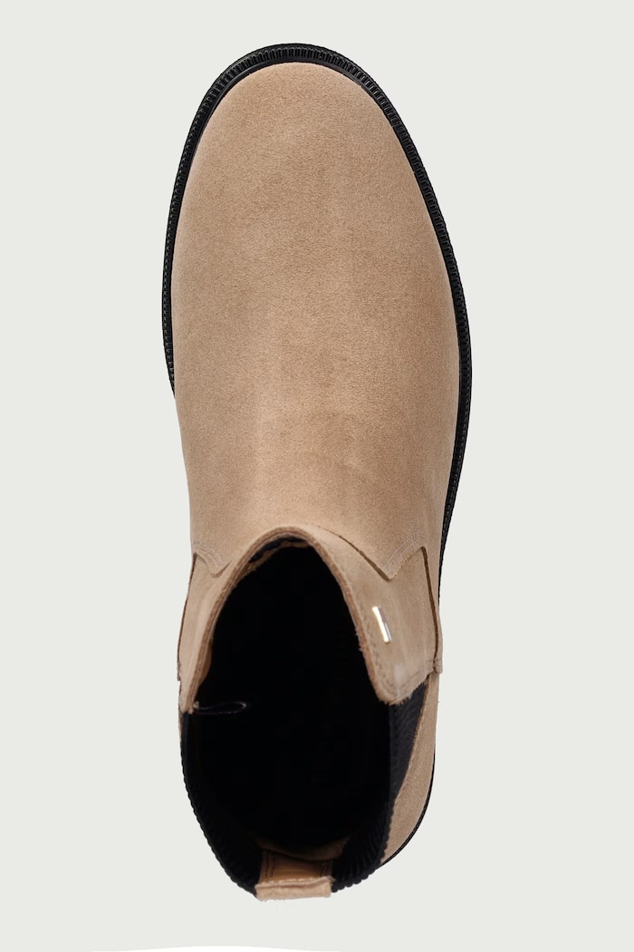 Chelsea čižmy dámske semišové ENAMEL FLAG SUEDE ANKLE CHELSEA Tommy Hilfiger FW0FW09575 béžová