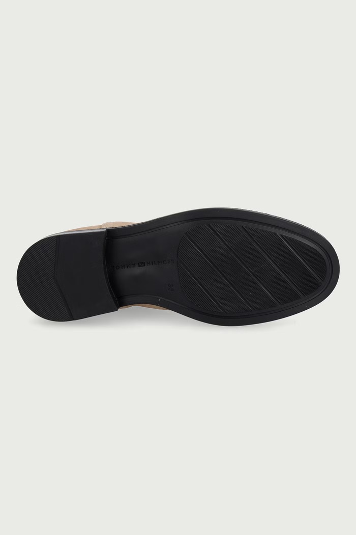 Chelsea čižmy dámske semišové ENAMEL FLAG SUEDE ANKLE CHELSEA Tommy Hilfiger béžová FW0FW09575