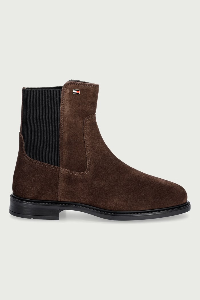 Tommy Hilfiger Chelsea čižmy dámske semišové ENAMEL FLAG SUEDE ANKLE CHELSEA FW0FW09575 hnedá AW26