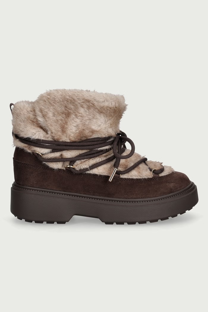 Tommy Hilfiger FUR SUEDE LACE-UP SNOW BOOT snehule dámske FW0FW09545 hnedá AW26