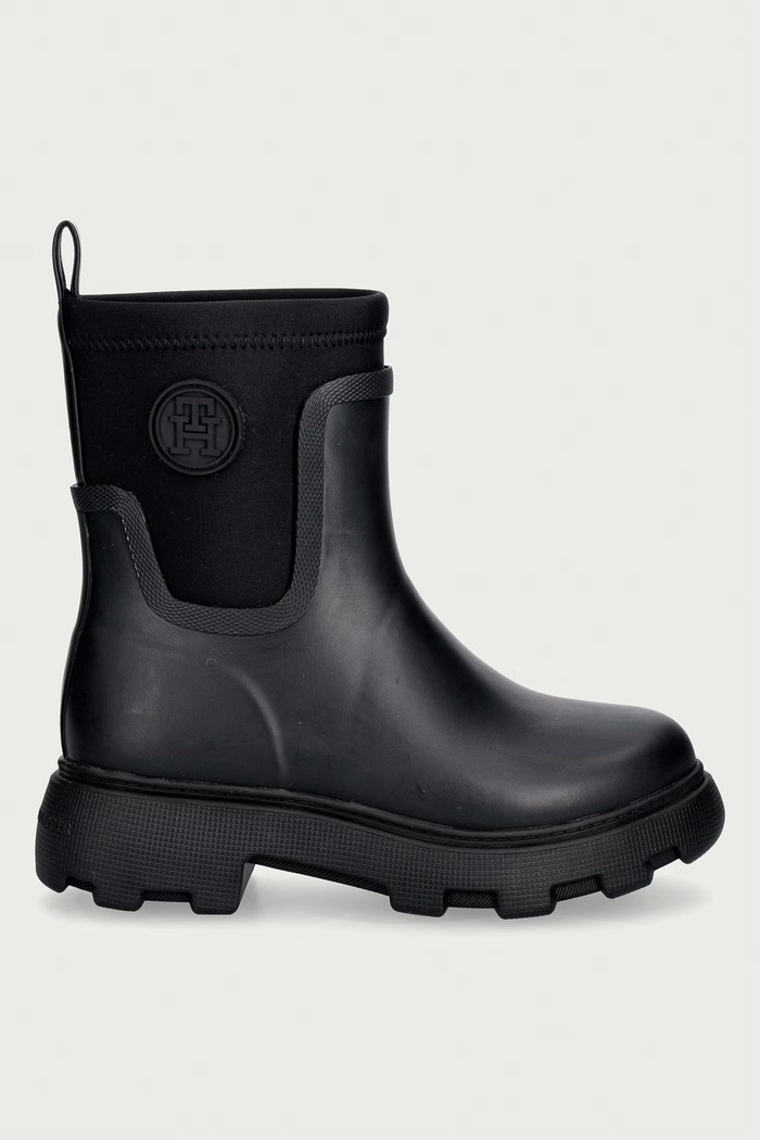 Tommy Hilfiger Γαλότσες Γυναικεία TH STAMP WARM ANKLE RAIN BOOT FW0FW09544 μαύρο AW26