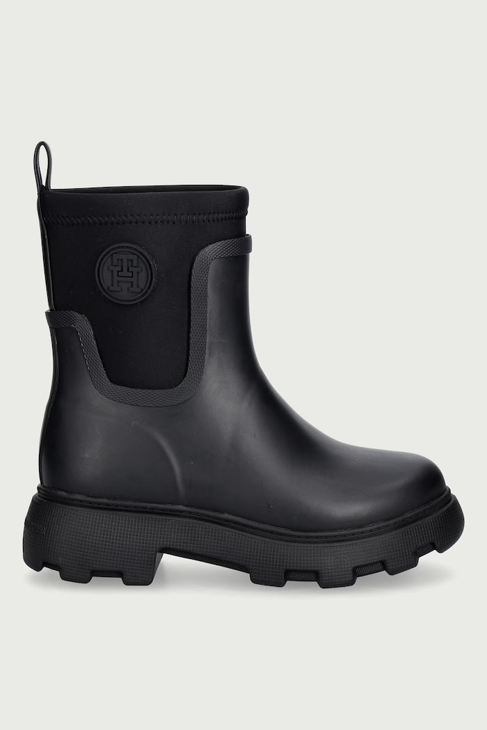 Tommy Hilfiger Kalosze damskie TH STAMP WARM ANKLE RAIN BOOT FW0FW09544 czarny AW26