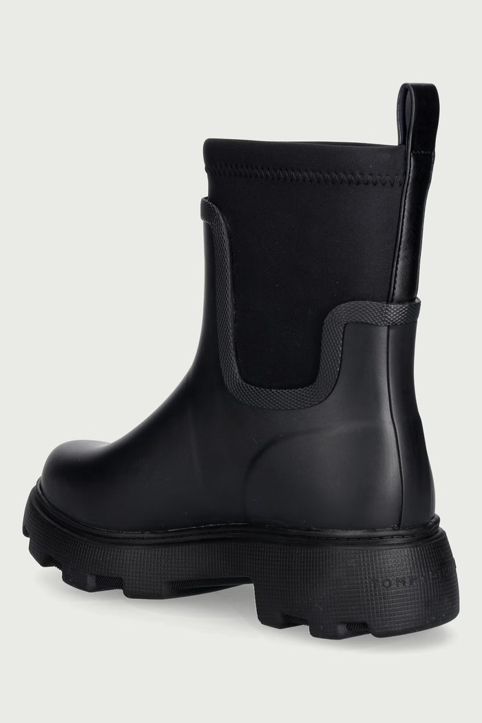 Boty Tommy Hilfiger Holínky dámské TH STAMP WARM ANKLE RAIN BOOT FW0FW09544 černá