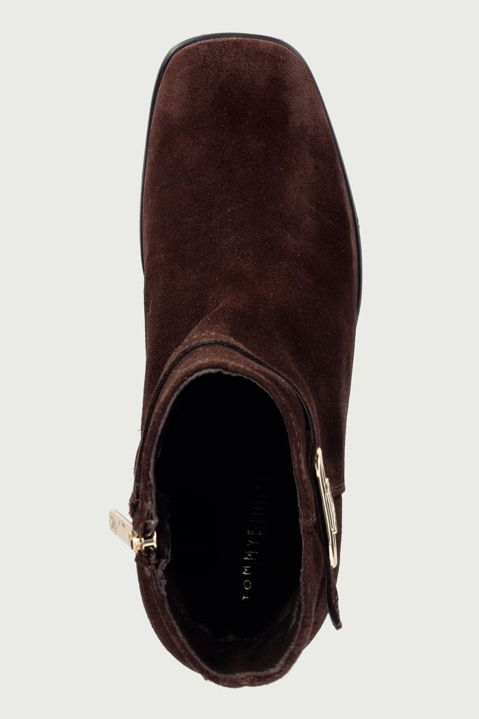 Μποτάκια χαμηλά τακούνια Γυναικεία σουέτ TH STRAP SUEDE BLOCK HEEL BOOT Tommy Hilfiger FW0FW09521 καφέ