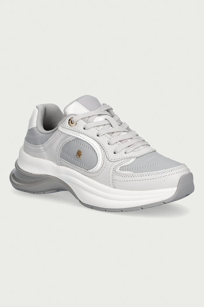 Tommy Hilfiger TH CHIC RUNNER SNEAKER sneakersy damskie skórzane szary FW0FW09414