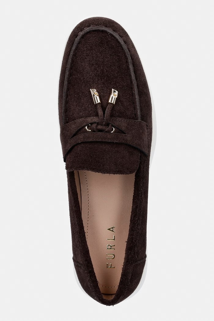 Furla mokasyny damskie zamszowe Goccia brązowy YL94GCC.Y61000.2460S