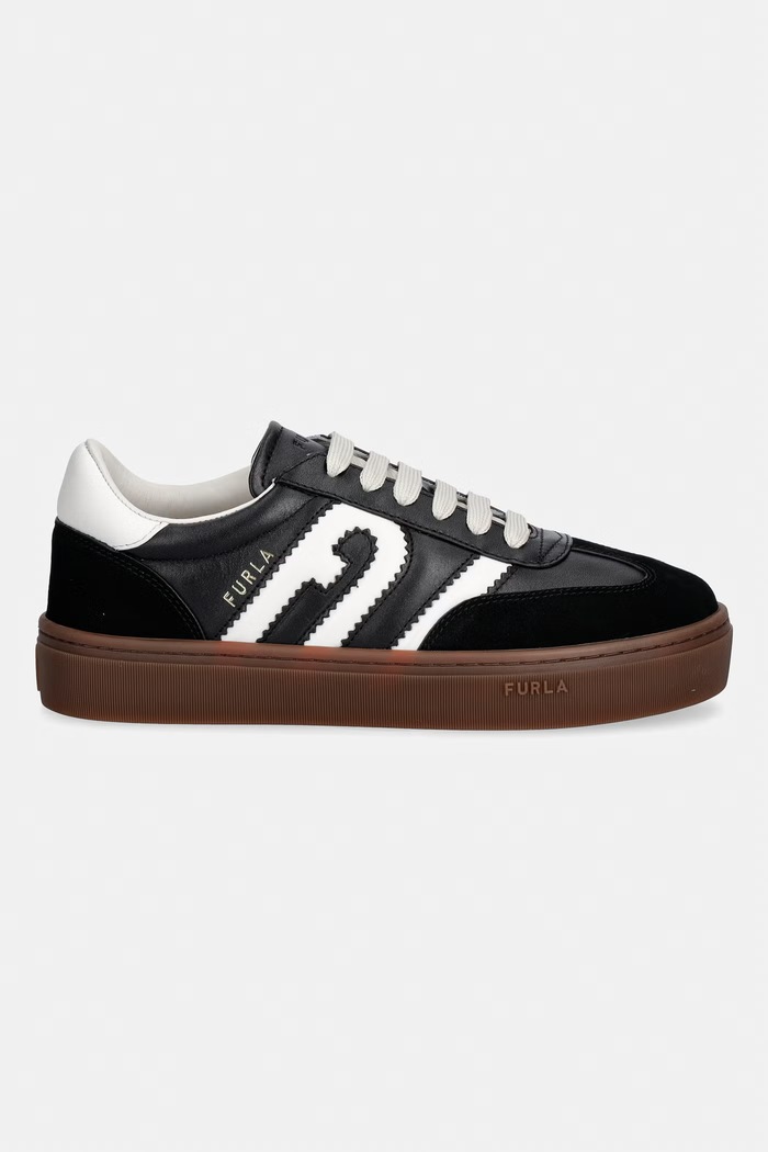 Furla Allegra Lace-Up sneakersy damskie skórzane YM52ALG.BX3525.P1900 czarny AW26